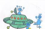 Пътуването на извънземните до планетата Земя - приказка, базирана на правилата за движение. Измислена история за извънземни от деца
